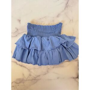 Messy buns girl girls 5 skort skirt pastel blue mini pull on layered tier nwot